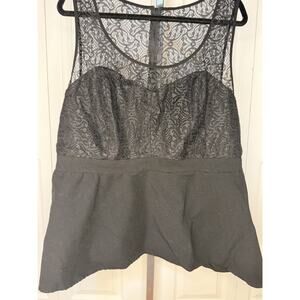 Torrid 4x Black Lace Peplum Sleeveless Top